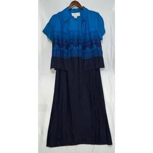 Sarah Elizabeth size 6 Black/Blue Floral Beaded 2 piece Dress & Jacket